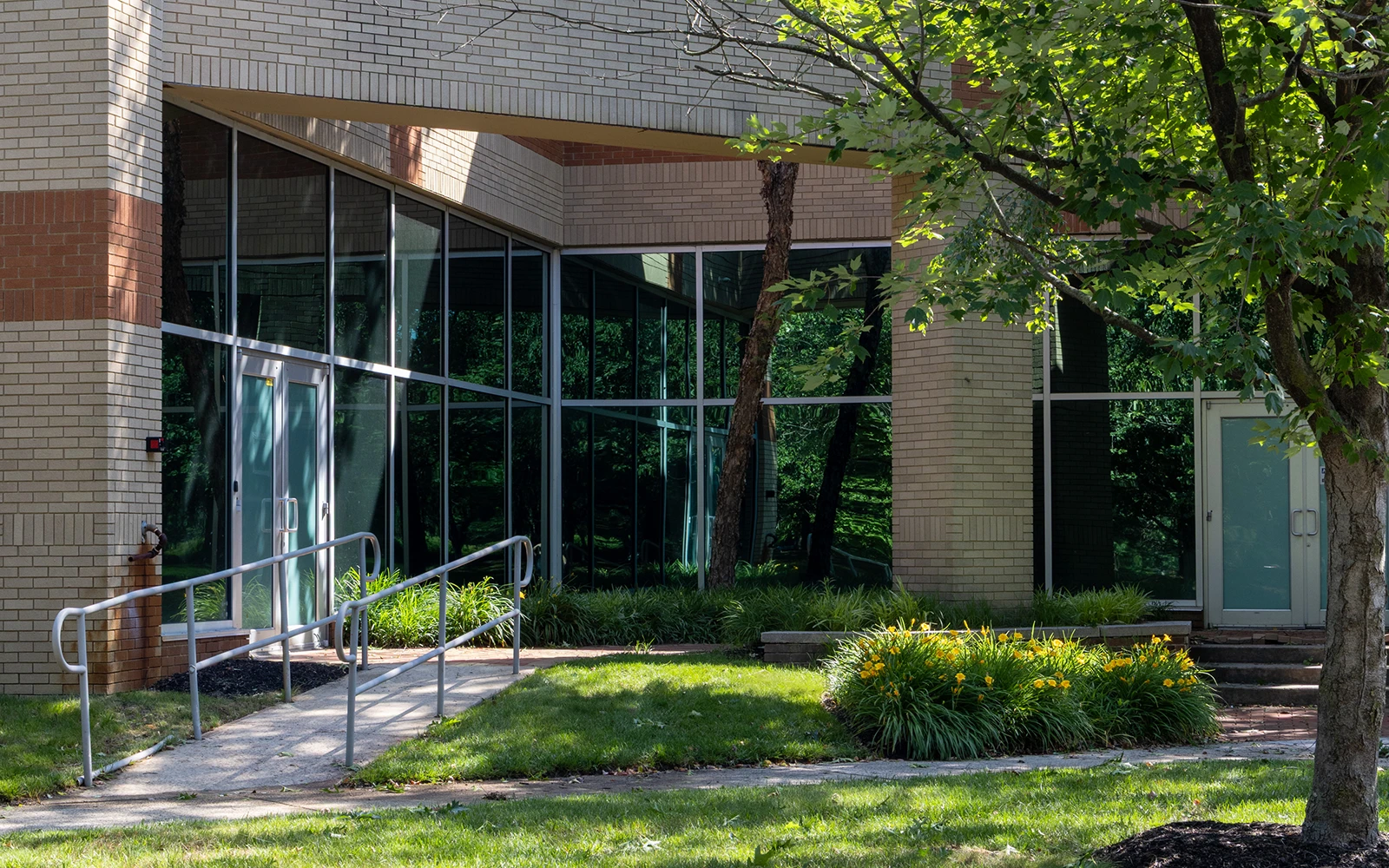 ADA accessible ramp for a modern corporate campus